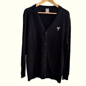 Tesla, NWOT Cotton blend Men’s Black Cardigan Sweater, Size Medium